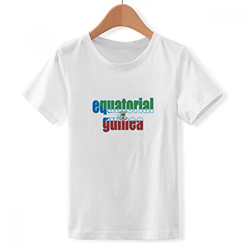 T-Shirt Drapeau Guinée équatoriale pour garçon en coton blanc col rond