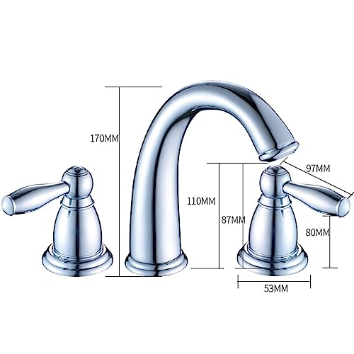 Grifo de baño 3 hoyos con dos manijas para lavabo elegante 2