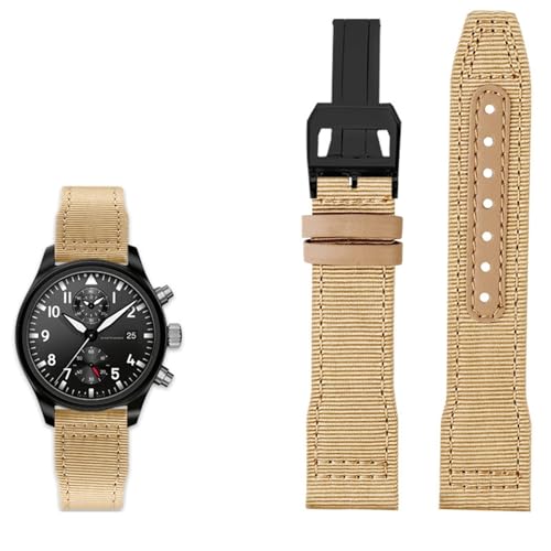 Correa de reloj SAAWEE de piel y nailon, 20mm 21mm 22mm, para IWC Big Pilot IW3777