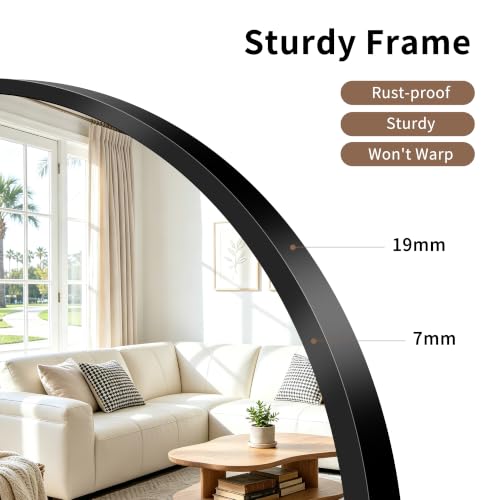 Image of FORBATH Large Arched Wall Mirror 40x24 Inch, Black Arch Bathroom Mirror with Aluminum Frame, Arched Mirror for Dresser, Fireplace,Entryway,Home Decor,Hanging or Leaning Against Wall
