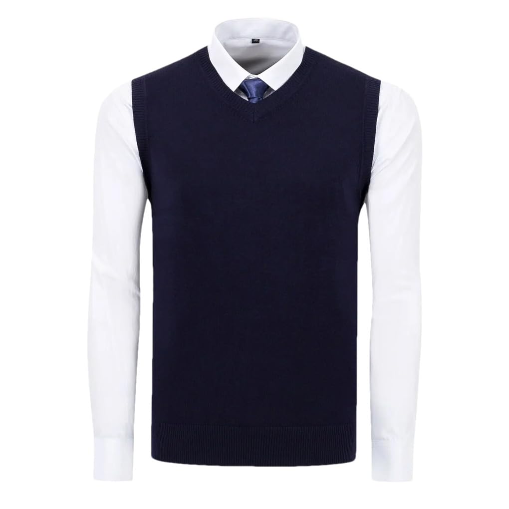 Men's Knitted Sweater Vest Pullover Pink Sleeveless Wool V Neck Knitted Vest Vest Men