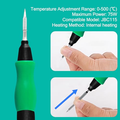 Image of C115 Soldering Iron Tip Replacement, Solder Head C115 Solder Head Welding Heating Soldering Iron Head Replacement for JBC 115 Soldering Station(C115 I Pointed)