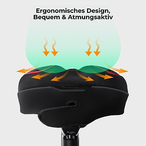 YOUNGDO Fahrradsattel Überzug, Ergonomischer Gel Sattelbezug, Fahrradsitz Polsterung, Weich und Bequem, mit Regenschutz, für Damen & Herren