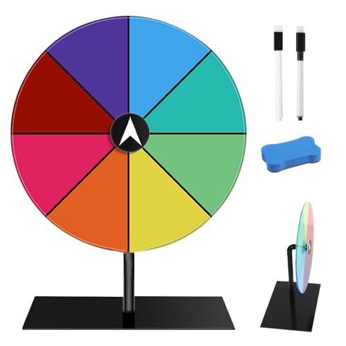 Vmxlso Ruleta de La Suerte para Girar, 30cm Rueda de la Fortuna con Goma de Borrar y Rotulador, 8 Ranuras Rueda de Premio Personalizables, Juego de Rueda de Ruleta para Carnaval y Feria Comercia