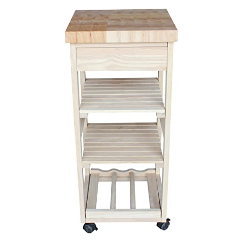 IC International Concepts, Kitchen Trolley, Solid Wood, Real Parawood, 15" W x 15" D x 33" H, 50 lbs/Shelf wt. Capacity, Easy Assembly, DIY, Paint or Stain Your Way, Unfinished by IC INTERNATIONAL CONCEPTS - Image 6