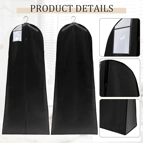 Windyun 6 Pack Wedding Dress Garment Bags 71'' Dress Bags for Gowns Long with 9" Gusseted for Travel Hanging Clothes Storage (Black)3