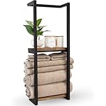 LASIEYO Towel Racks for Bathroom, 2 Tier Wall Mounted Vertical Rolled Towel Storage Organizer Holder with Shelf, Home Decor Shelf, Space-Saving Organizer Rack for Household, Bathroom and Bedroom