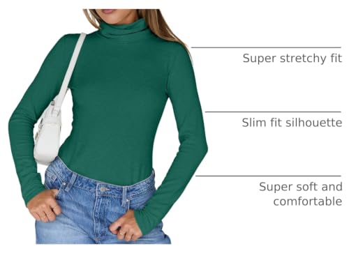 Image of Trendy Queen Womens Turtleneck Tops Winter Clothes | Long Sleeve Basic Shirts,Stretchy Fit,Tight Lightweight Fall Fashion 2026