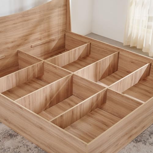 Image of Home Centre Helios Alton Queen Bed |Engineered Wood with Box Storage Queen Bed| (Oak) |1 Year Warranty