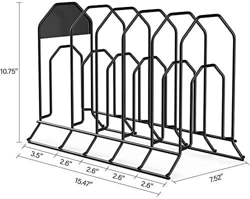 Image of 6 Tier Heavy Duty Pan And Pot Organizer /Tiered Shelf For Kitchen Cabinet|Countertop Holds Cast Iron Skillets,Griddles And Shallow Pots|- No Assembly Required