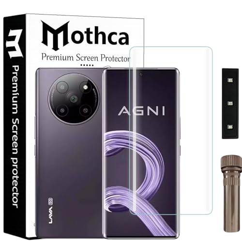 Image of Mothca Premium Curved UV Tempered Glass Screen Protector for Lava Agni 2 | HD Clear | Full Screen Coverage (Pack of 1)