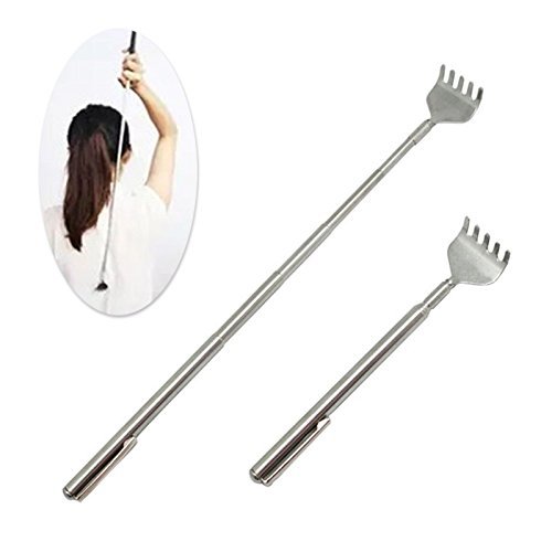 Garden Of Arts Stainless Steel Pen Shaped Telescopic Back Body Itch Back Scratcher, Silver