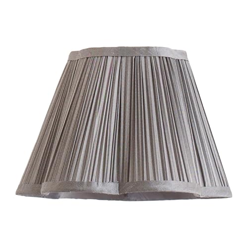 Image of ValueLights | Loralei Dark Grey Small Pleated Faux Silk Scalloped Easy Fit Lamp Shade | 255mm Shade Width