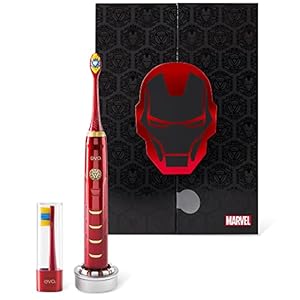 evo IRM-1 Iron Man Rechargeable Sonic Toothbrush, Marvel Electric Toothbrush for Adults, Soft Toothbrushes for Adults with Toothbrush Timer, Toothbrush Heads & Charger Included