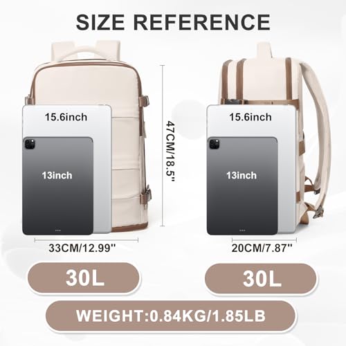 Image of coowoz Large Travel Backpack For Women Men,Carry On Backpack Flight Approved,Hiking Outdoor Rucksack Casual Daypack Travel Bag Essentials Personal Item Backpack (Beige Brown-L)