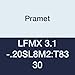 Pramet LFMX 3.1-.20SL8M2:T8330 Carbide Indexable Part Off Insert, Steel and Stainless Steel Geometry, Left Hand, Overall Width 0.122", 1 Cutting Edge, PVD, 90 Degree Rectangle, Gold (Pack of 10)