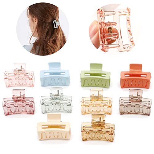 DARBEY 10 pièce Mini Pince à Cheveux Carrée, Mini pince à Cheveux Carrée en Plastique pour Femme, Petites Barrette Cheveux Femme Antidérapantes, Convient aux Filles et aux Femmes Cover