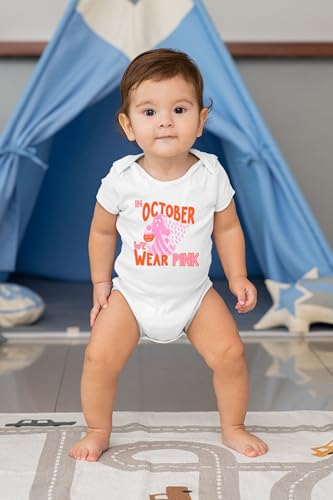 Go All Out in October We Wear Pink Breast Cancer Halloween Infant Creeper2