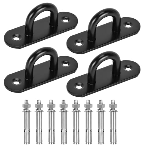 Dairzitv 4 PCS M8 Stainless Steel Heavy Duty Ceiling Hooks with Expansion Bolts, Wall Mount Pad Eye Plate Top Hook Hanging Hardware for Yoga Hammock Sandbag etc