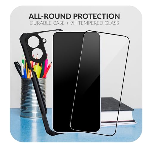Image of Back Cover Case + Screen Protector for Redmi A5 | Transparent & Black Mobile Phone Back Case Cover for Redmi A 5 | Camera Protection | Redmi A5 4G TPU & PC Black Back Cover Case