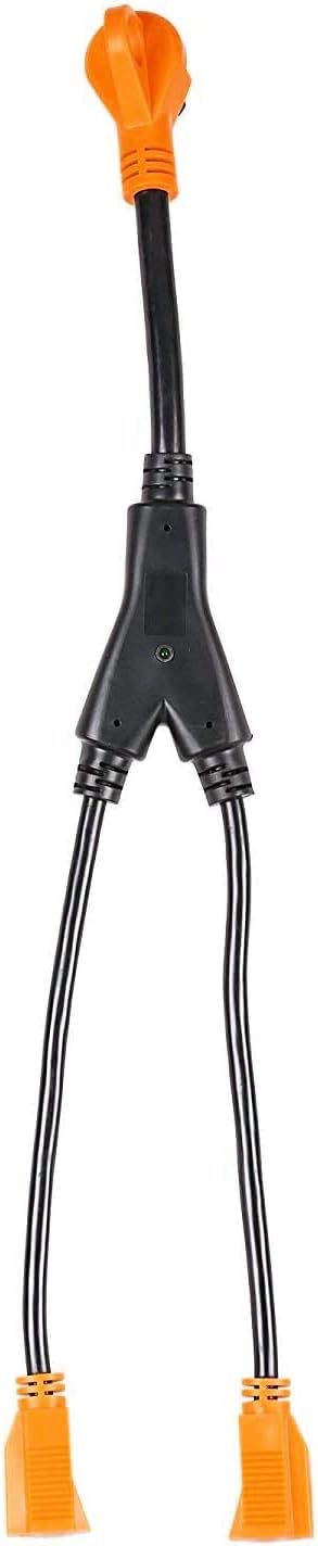 EPICORD RV Y Adapter Cord TT-30P Male Plug to Two of 5-15R Female with handle and light 2.5FT(30152)