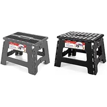 ACSTEP Folding Step Stool 9 Inch Kids Step Stool Holds Up to 300 lb Plastic Foldable Step Stools for Kitchen, Home, Outdoor and IndoorDot Grey&Black