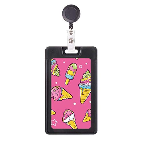 Porte-badge rétractable étoile rose avec clip ceinture pour cartes