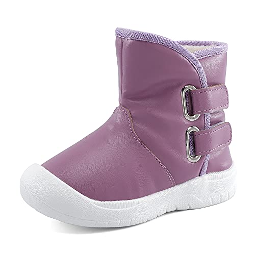Best Lightweight Toddler Snow Boots for Winter Fun 15 ESTAMICO Toddler Boys Girls Rubber Sole Snow Boots Waterproof Slip Resistant Winter Shoes Purple 9 Toddler