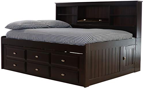 Discovery World Furniture Bookcase Daybed with 6 Drawers, Full, Espresso