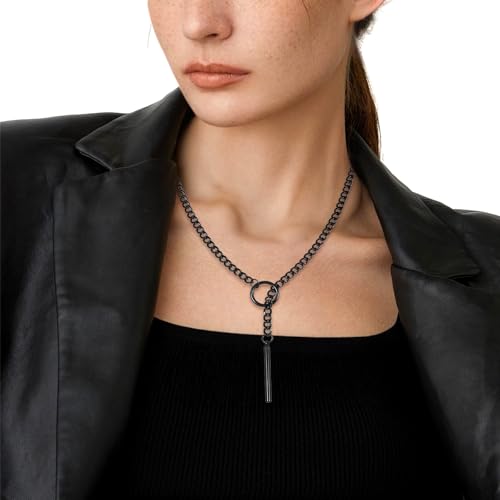 Kifmurase Women Heart Slip Chain Choker Chain Y Necklace, O Ring Slip Chains Choker, Adjustable Lariat Y-Necklace Wrap Chokers, Punk Roc Long Chains Gothic Collar Prom Jewelry Gifts by Kifmurase - Image 5
