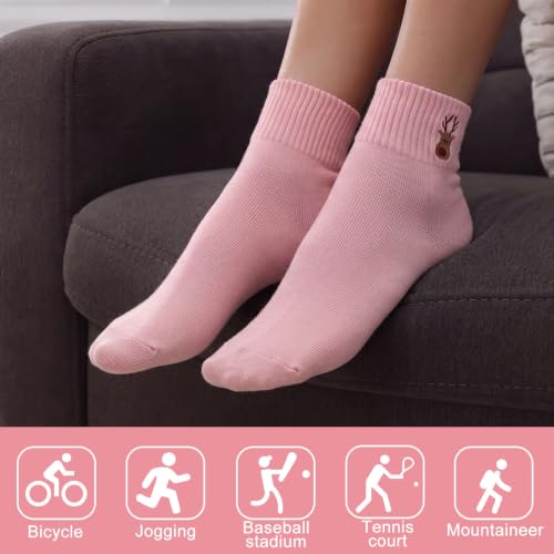 Image of Eurzom 10 Pairs Socks Womens Crew Elastic Ankle Length Cotton Socks Aesthetic Cute Lightweight Low Cut Gifts for Women