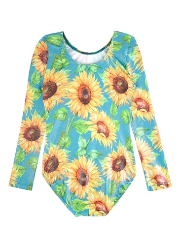 HOZIY Long Sleeve Leotards for Girls Gymnastics Kids Toddler Tumbling Outfits Floral Unicorn Galaxy Rainbow Stripe Pattern