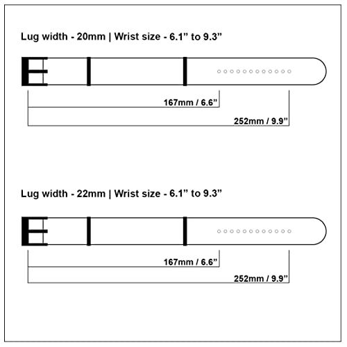 WAMD Ribbed Nylon NATO Watch Strap/Watch Band - 18mm, 20mm and 22mm NATO Watch Straps - Multicolor Options (Green, 20 mm)