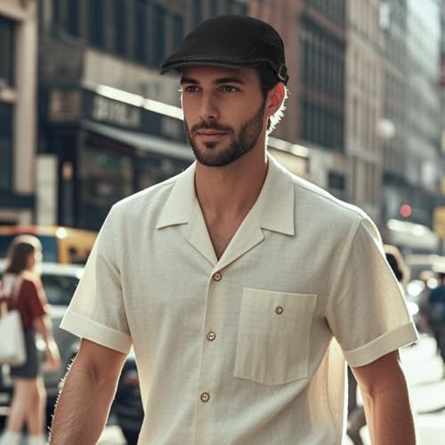 Image of WETOO Men's Flat Cap Gatsby Newsboy Lvy Irish Hats Driving Cabbie Hunting Cap