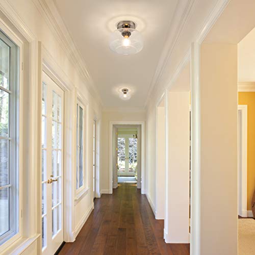 Tehenoo Industrial Light Fixtures Ceiling With Seedy Glass Shade, Semi Flush Mount Light Fixture For Hallway,Entryway, Cafe, Bar, Corridor, Passway,Farmhouse #TOP4