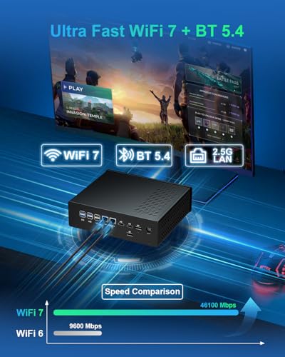 Image of WEIDIAN AI Mini PC RTX 5050, Mini Gaming PC AI Ultra 7-165H 32GB DDR5 1TB NVME SSD, 8K 2DP 2HD, WiFi7 BT5.4, 8USB, Industrial Computer Support AMT Remote Management | 7x24H Operation