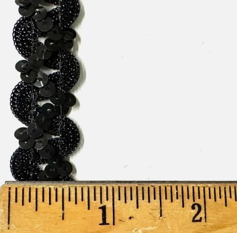 1 Pcs 3/4" Black Metallic Sequins Trimming 9 Continuous Yards -Rk5