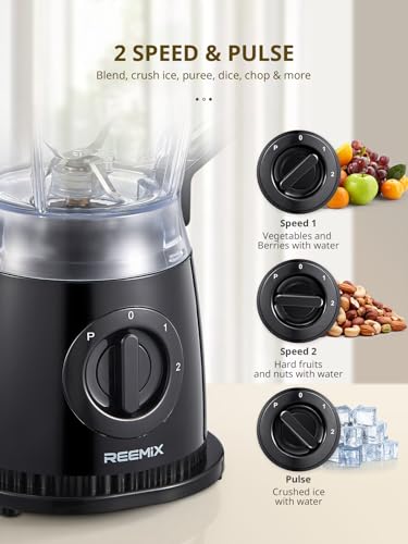 Standmixer 500W, 1,5 L Mixer mit 2 Geschwindigkeitsstufen & Pulsfunktion, Edelstahlmesser, abnehmbarer Deckel mit Messbecher, spülmaschinengeeigneter Mixbecher für Smoothies & Shakes – Bild 3