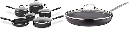 Miniatura 8 de Cuisinart Juego de utensilios de cocina antiadherentes de 11 piezas, negro, sartén de 55-11 BK y sartén profunda de 12 pulgadas con tapa, colección