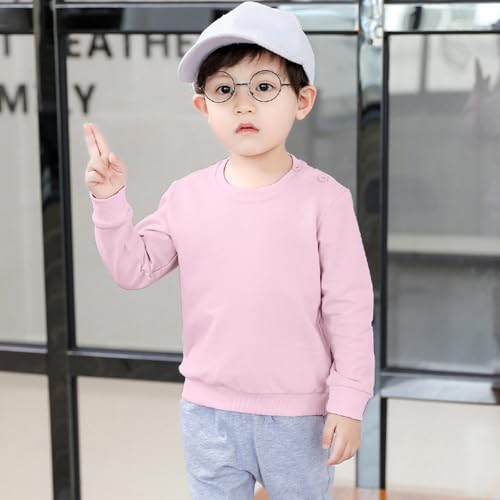 Baby Girl Boy Sweatshirts Toddler Child Trendy Solid Color Crew Neck Long Sleeve Pullovers Loose Top2