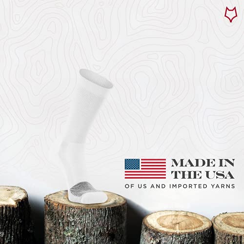 Foxriver Wick Dry Triathlon Sports Crew Socks Lightweight Men’s Athletic Socks With Moisture Wicking Performance Fabric - White - X Large, (1308) #TOP1