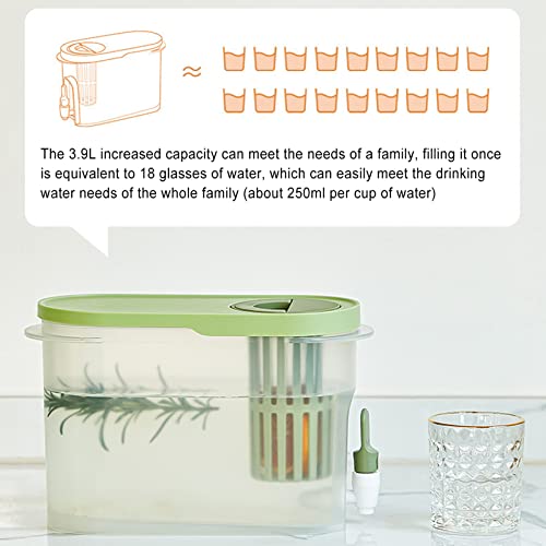 Cold Kettle,3.9L Transparent Cold Kettle With Faucet Large Capacity Double Filtration Space Save Drink Dispenser With Lid For Kitchen Home Party Bar (Color : Green) #TOP5