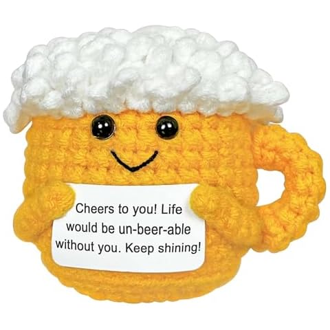 Krinisou Emotional Crochet Beer with Positive Message, Beer Gifts for Beer Lovers, Inspirational Motivational Encouragement Gifts for Women Men Cover