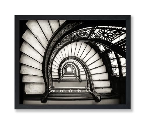 Poster Master Staircase At The Rookery Poster - Circular Staircase Print - Photography Art - Black & White Design - Modern Architectural Graphic - Living Room or Office Decor - 8x10 UNFRAMED