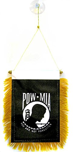 Image of AZ FLAG Pow-Mia Remember mini Banner 6'' x 4'' - Powmia Recognition Day PENNANT 15 x 10 cm - mini Banners 4x6 inch suction cup hanger