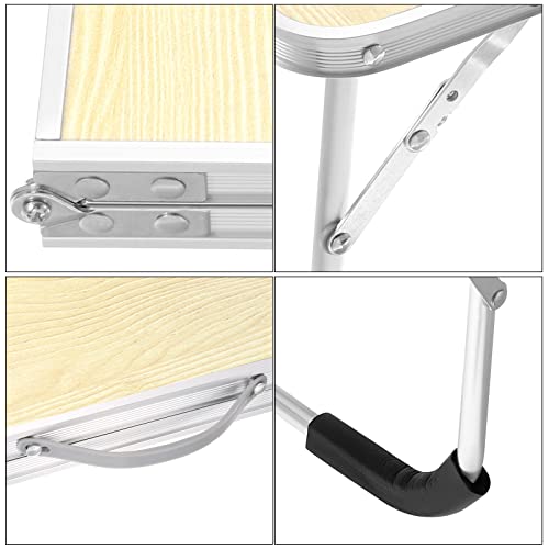 PATIKIL Foldable Laptop Table, Portable Lap Desk Picnic Bed Tray Tables Snacks Reading Working Desks for Bed Sofa Wood Color - Image 4