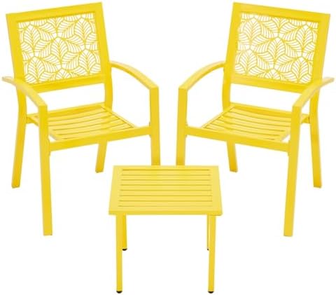 Outdoor Bistro Set for 2, Stackable Modern Porch Furniture Set,Waterproof Patio Furniture Set w/2 Chairs 1 Coffee Table,Bistro Set for Indoor Outdoor Porch Garden Deck Patio Outdoor Bistro Set for 2, Stackable Modern Porch Furniture Set,Waterproof Patio Furniture Set w/2 Chairs 1 Coffee Table,Bistro Set for Indoor Outdoor Porch Garden Deck Patio