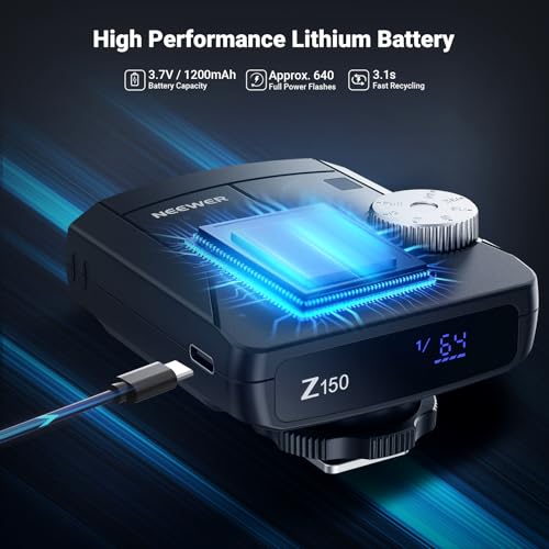 Image of NEEWER Z150 Mini Camera Flash Speedlite, 20Ws GN15 1200mAh /640 Flashes /3.1s Recycle, Manual 1 /64-1 /1 Power, Compatible with Canon Nikon Sony Fuji with Universal Single Contact Hot Shoe Mount, No TTL