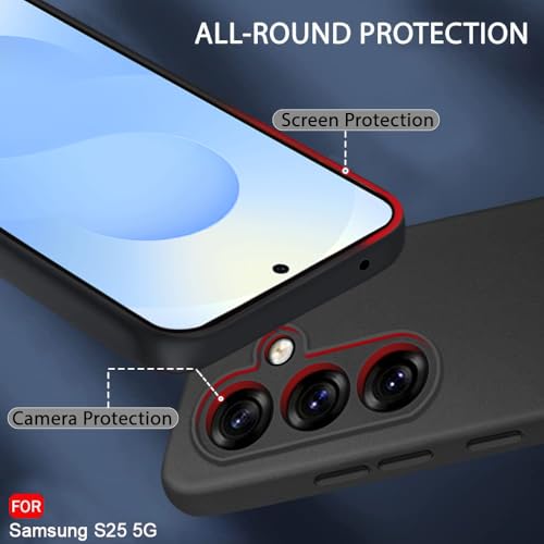 Image of TheGiftKart Sleek Back Cover Case for Samsung Galaxy S25 5G | Slim Fit Protective Design | Ultra Matte Finish | Camera Protection Bump | Soft Silicon Back Cover Case for Samsung S25 (Silicone, Black)