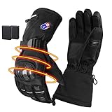 GMAYOO Heated Gloves for Men Women Electric Rechargeable Battery Gloves for Motoecycle Touchscreen Thermal Heat Gloves Waterproof Cycling Gloves Leather Gloves for Outdoor Sports